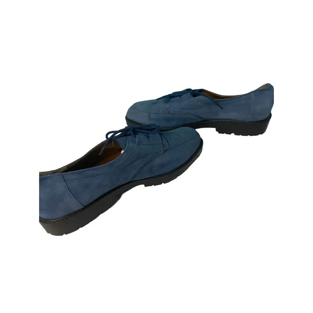 Stylish Blue Suede Oxford‎ Shoes Casual Comfort Lace-up Flats size 13 S-50